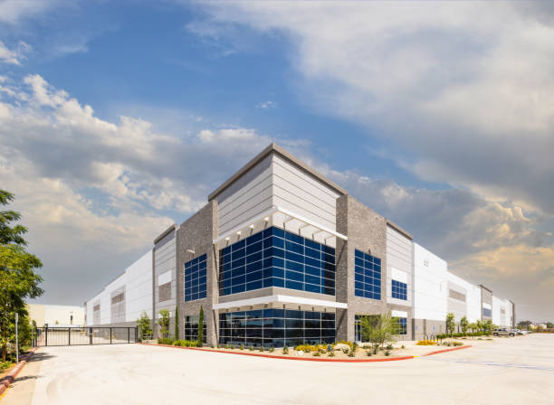 Newly constructed commercial building with large windows and modern design